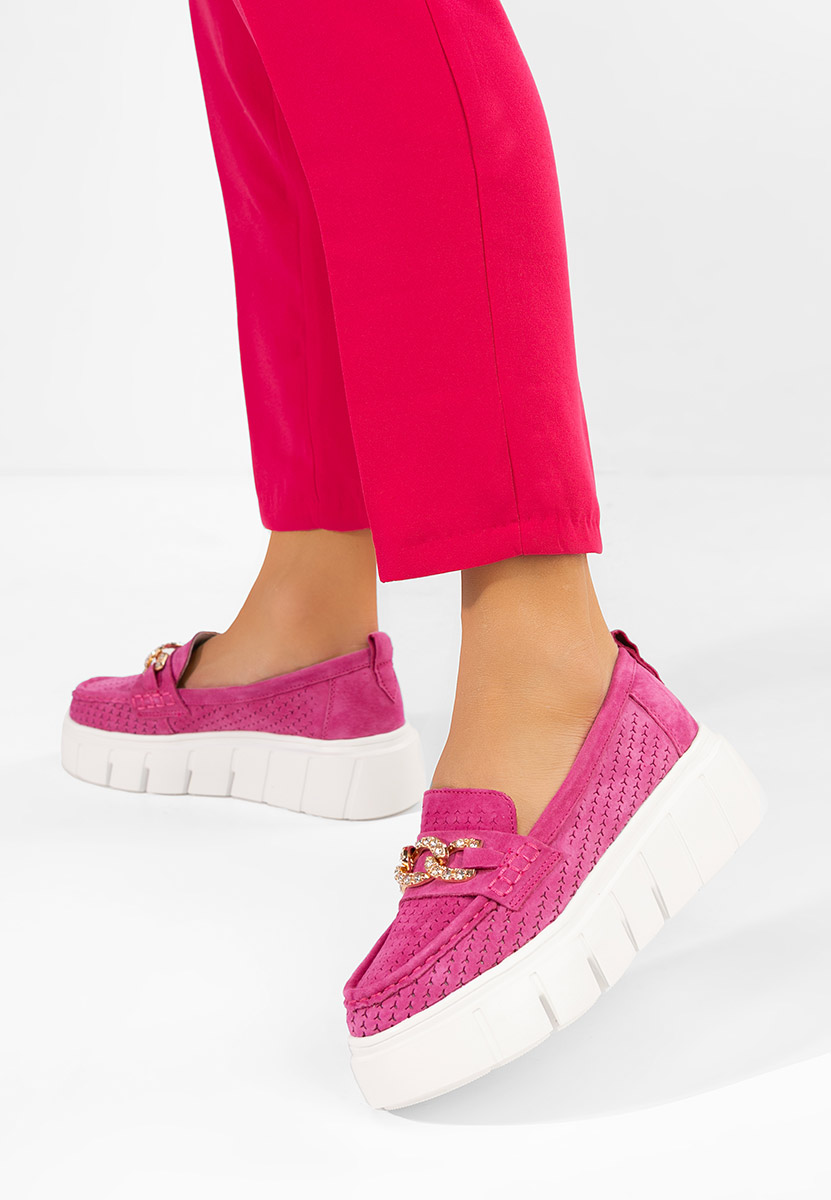 Mocassini pelle con plateau Tryna fucsia