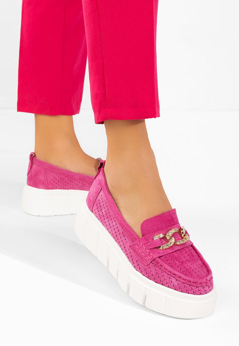 Mocassini pelle con plateau Tryna fucsia
