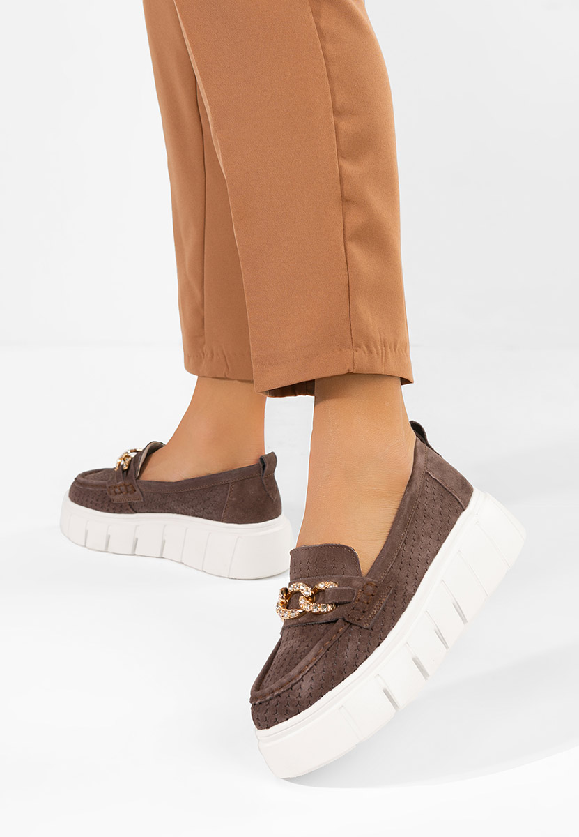 Mocassini pelle con plateau Tryna marrone