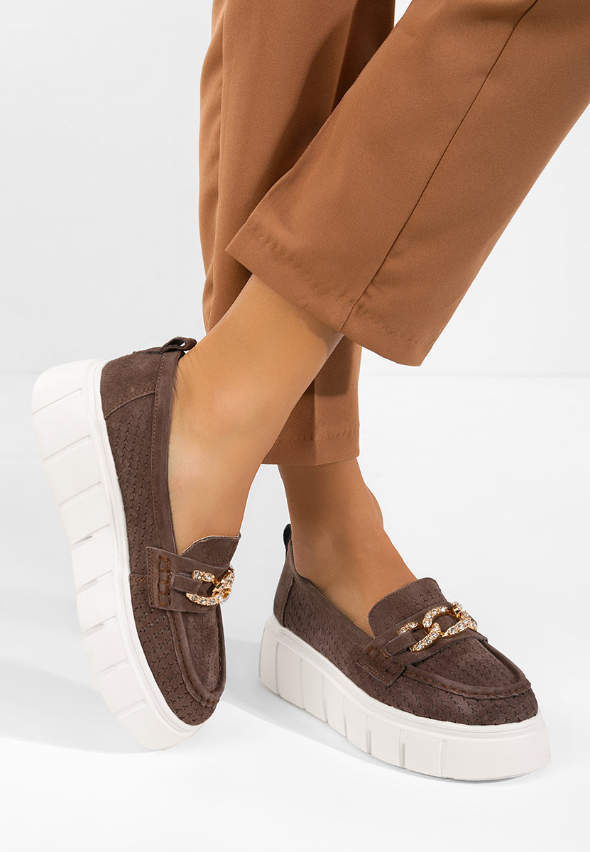 Mocassini pelle con plateau Tryna marrone