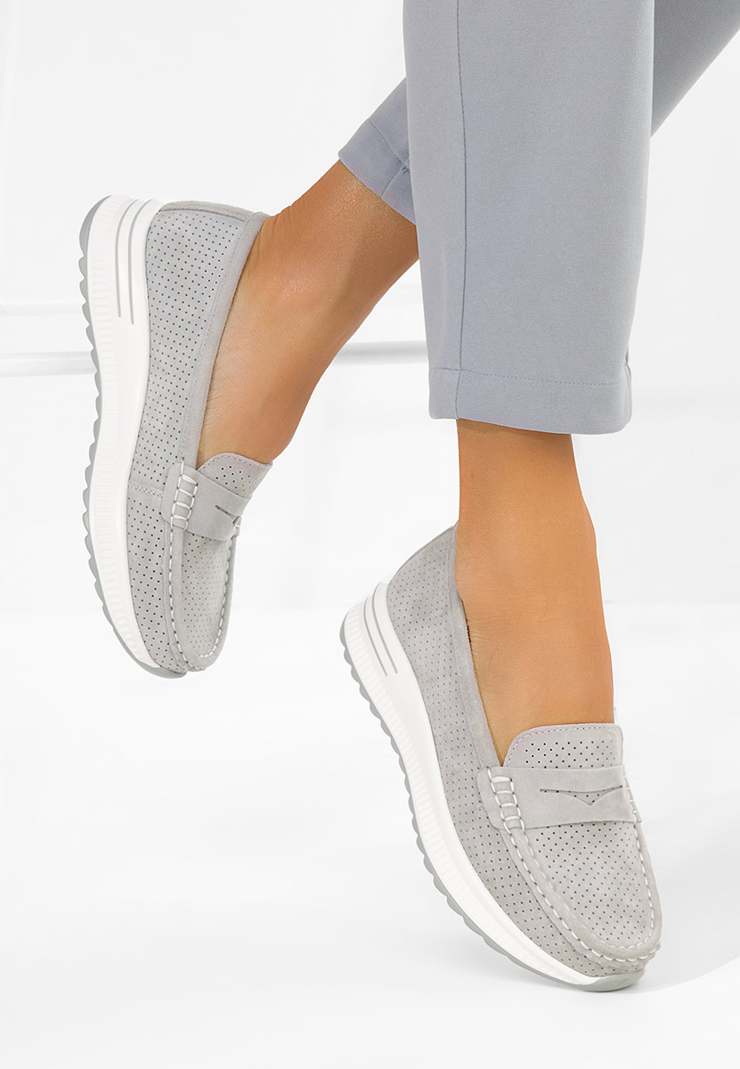 Mocassini donna pelle Seliona grigio