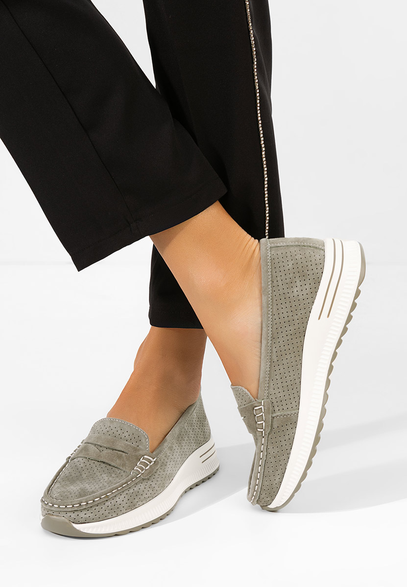 Mocassini donna pelle Seliona verdi