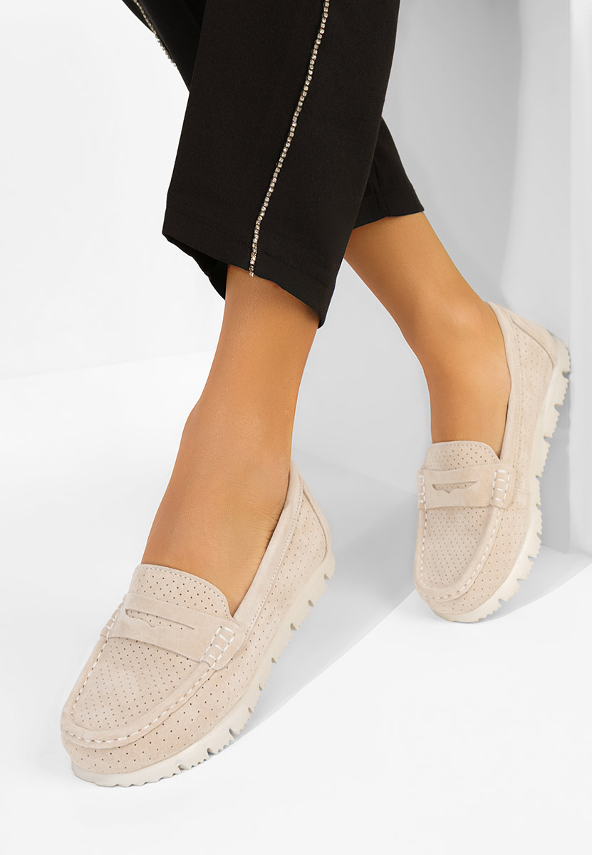 Mocassini donna pelle Valerimia beige