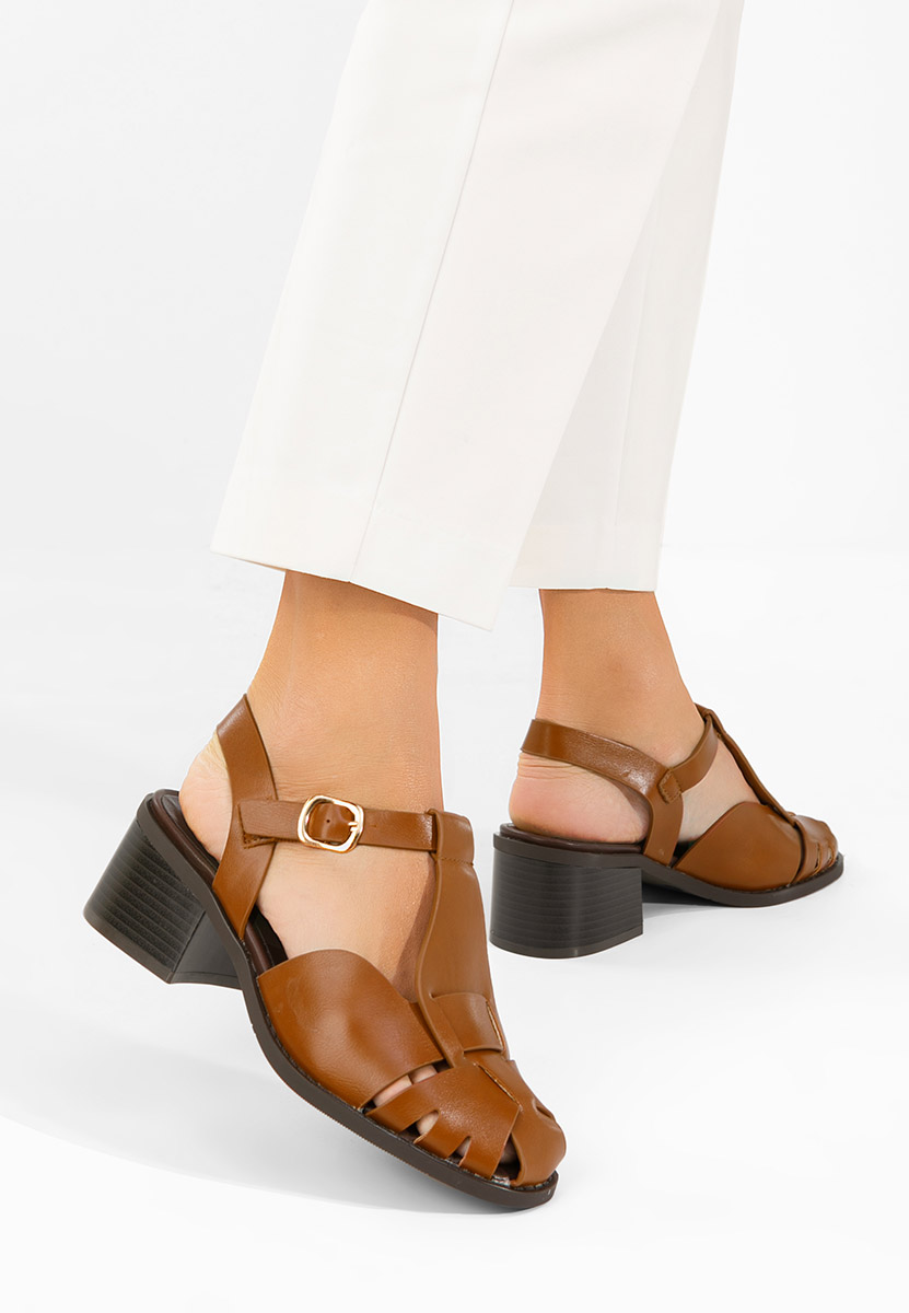 Sandali con tacco largo Sennia camel