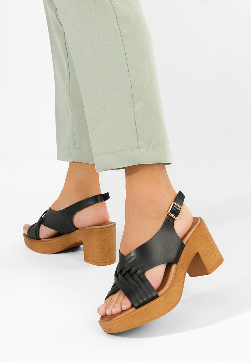 Sandali con tacco largo e plateau Kimy nero