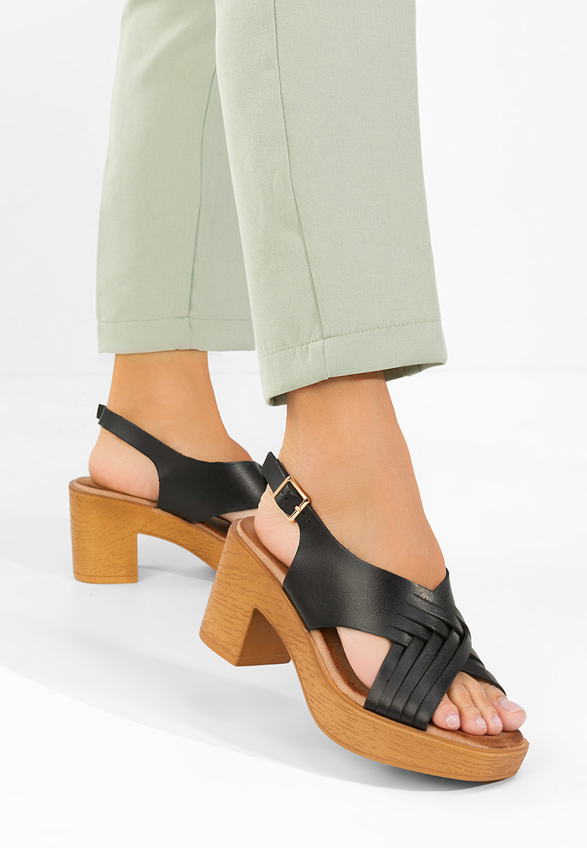 Sandali con tacco largo e plateau Kimy nero