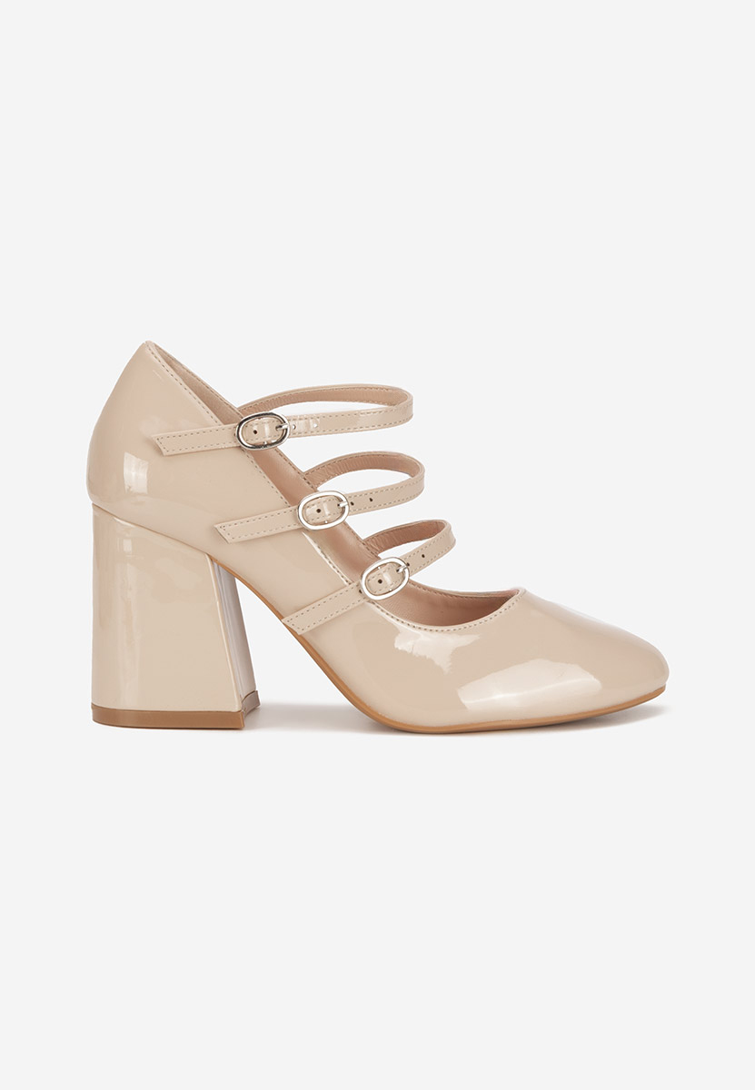 Décolleté in vernice Genina beige