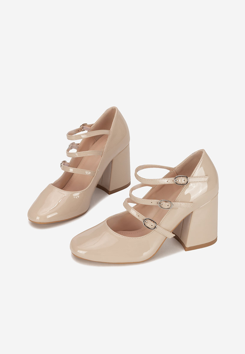 Décolleté in vernice Genina beige