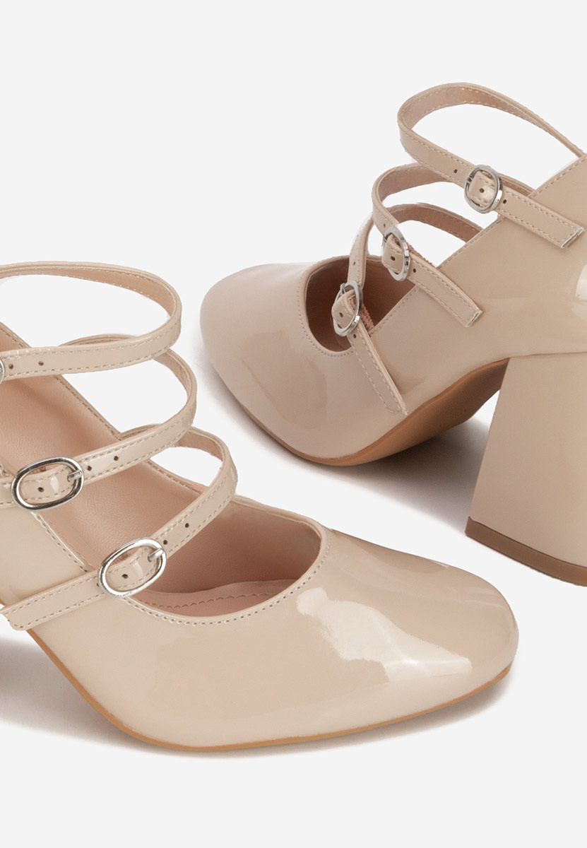Décolleté in vernice Genina beige