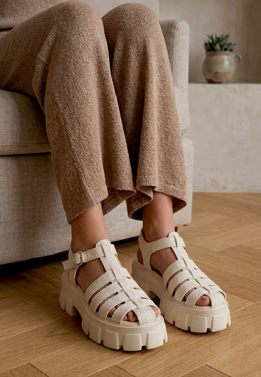 Sandali platform Carilea beige