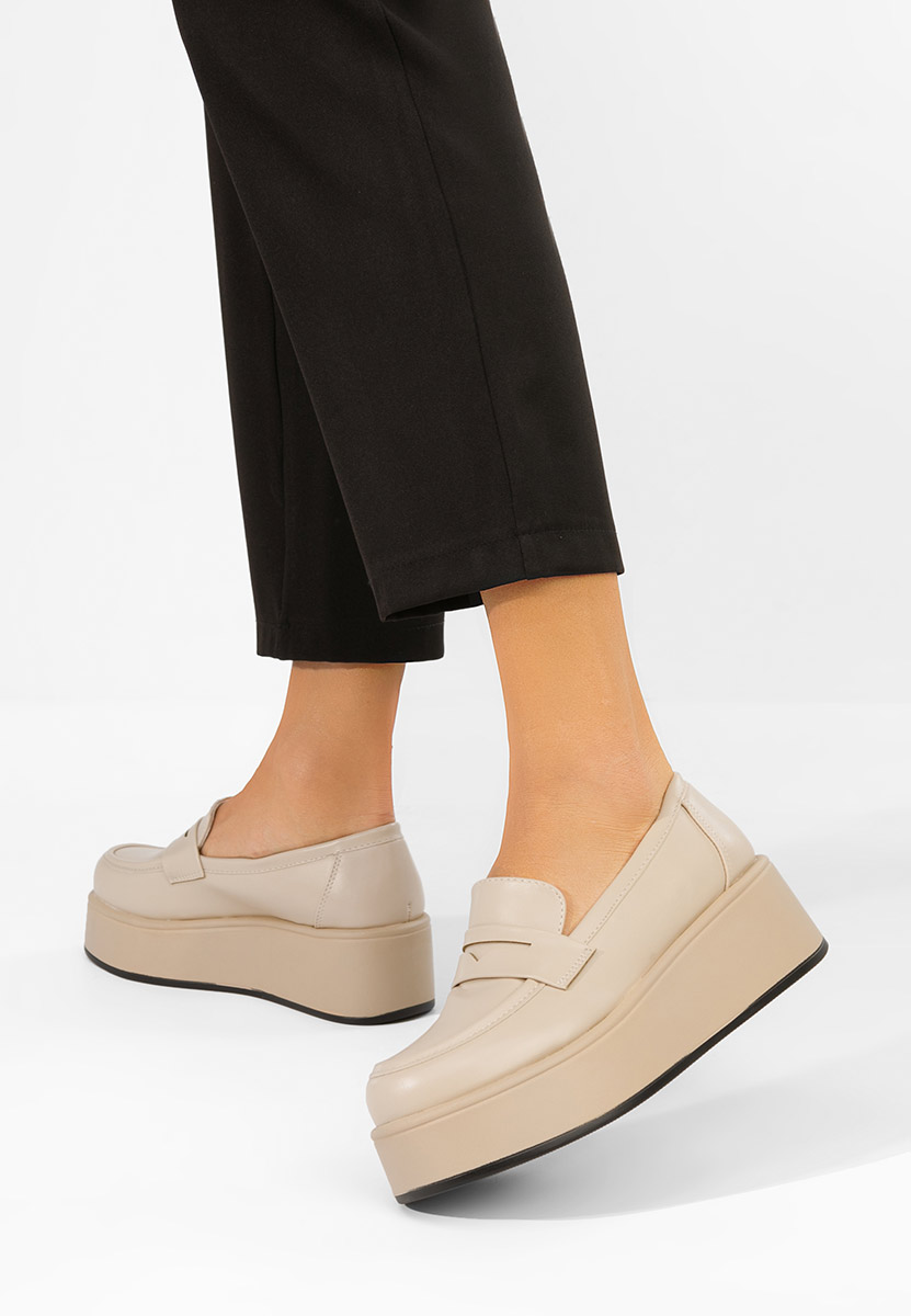 Mocassini donna platform Minky beige