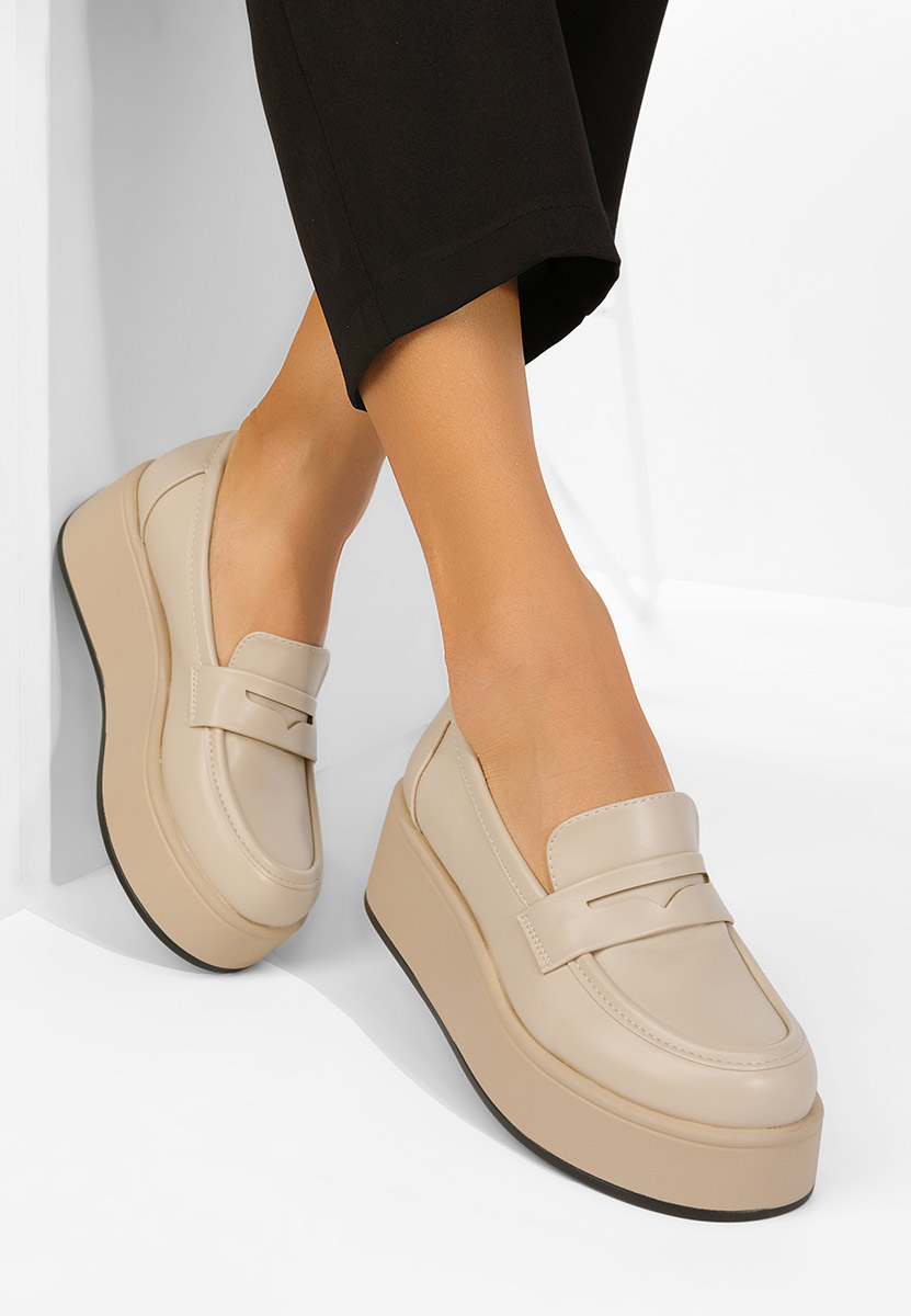 Mocassini donna platform Minky beige