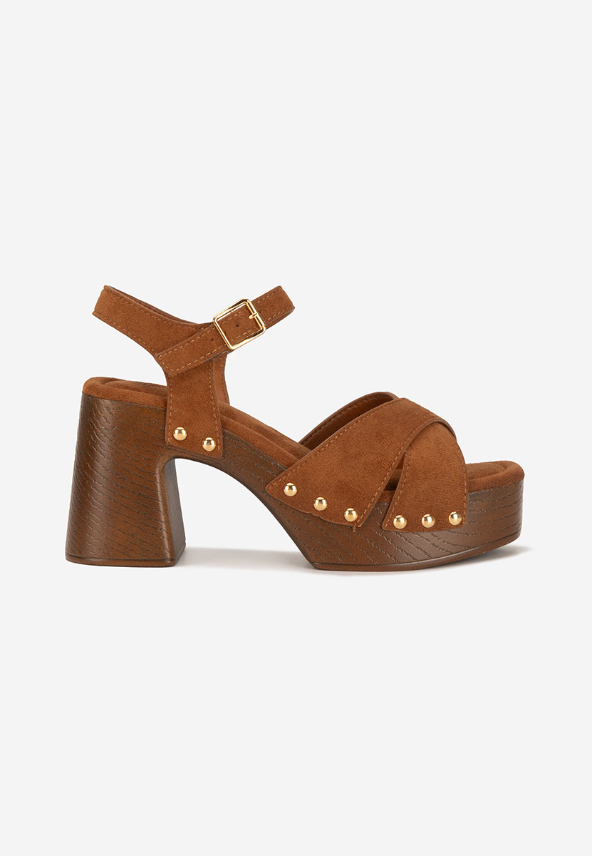 Sandali con tacco largo Radiana camel