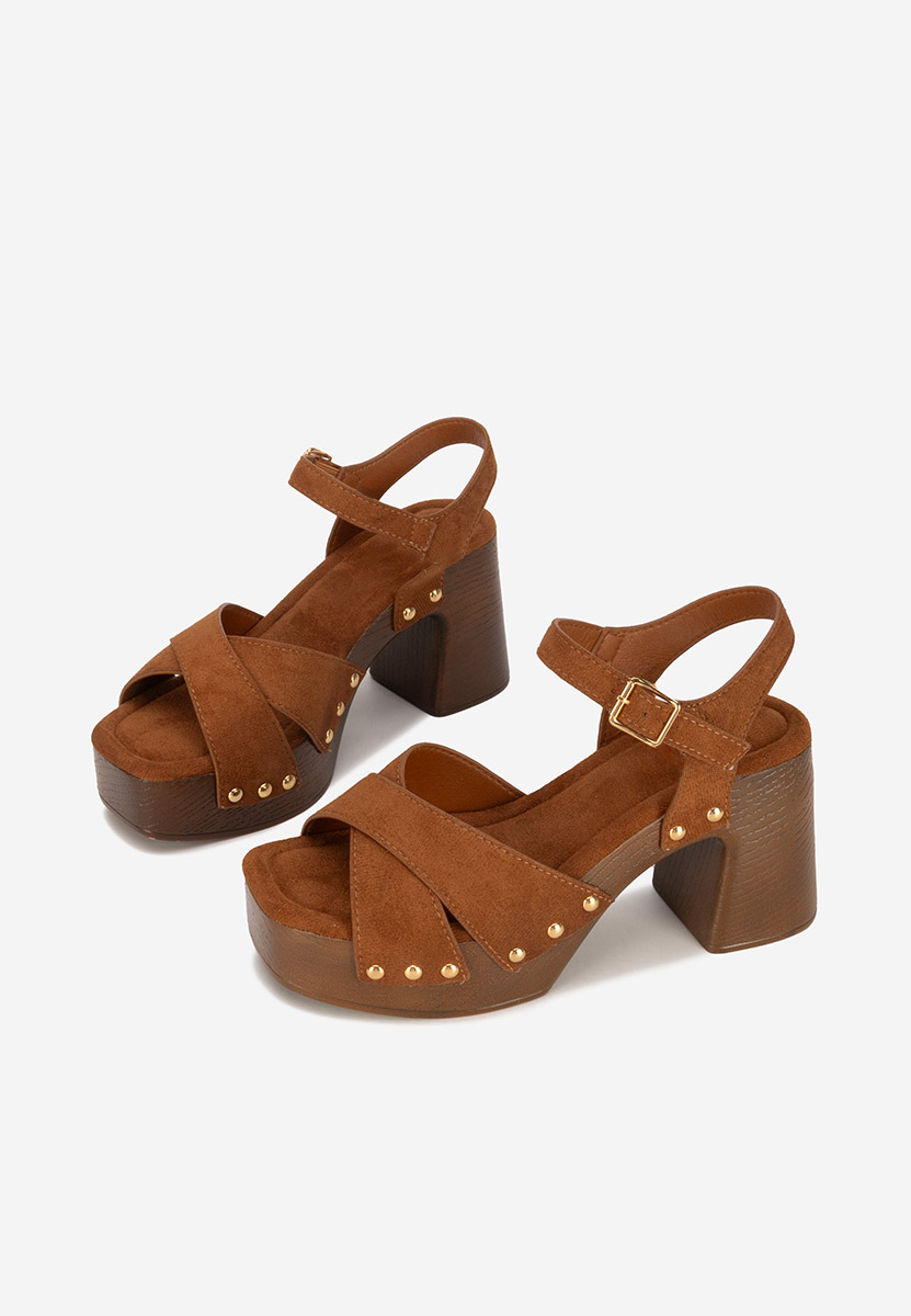 Sandali con tacco largo Radiana camel