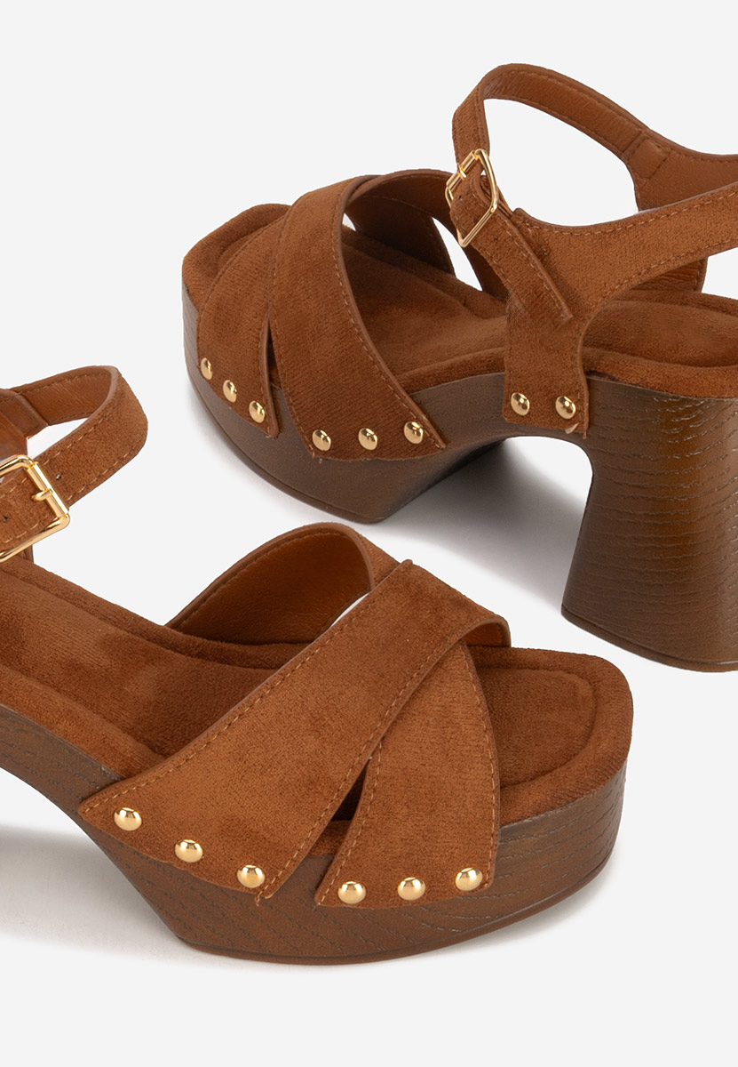 Sandali con tacco largo Radiana camel