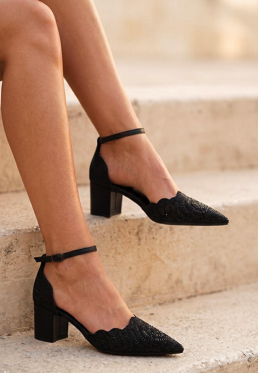 Décolleté tacco largo Melizza nero