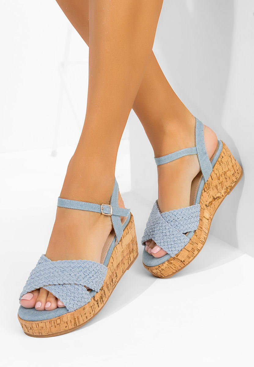 Sandali con zeppa Yarea blu