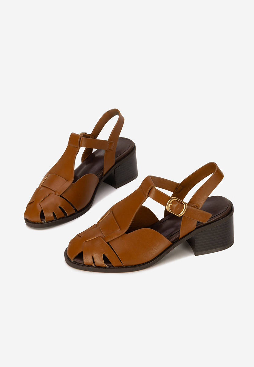 Sandali con tacco largo Sennia camel