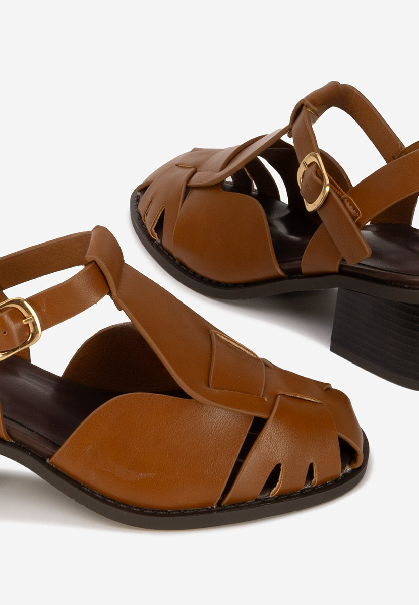 Sandali con tacco largo Sennia camel