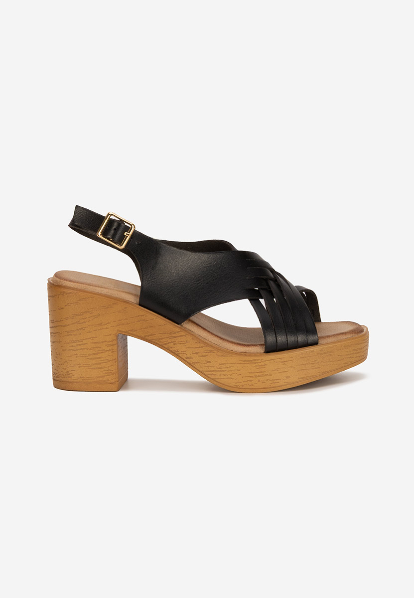 Sandali con tacco largo e plateau Kimy nero
