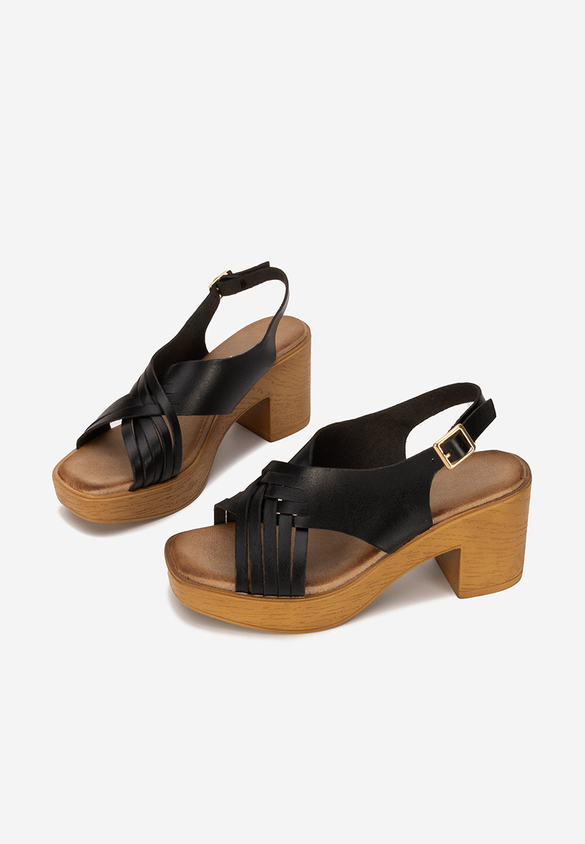 Sandali con tacco largo e plateau Kimy nero