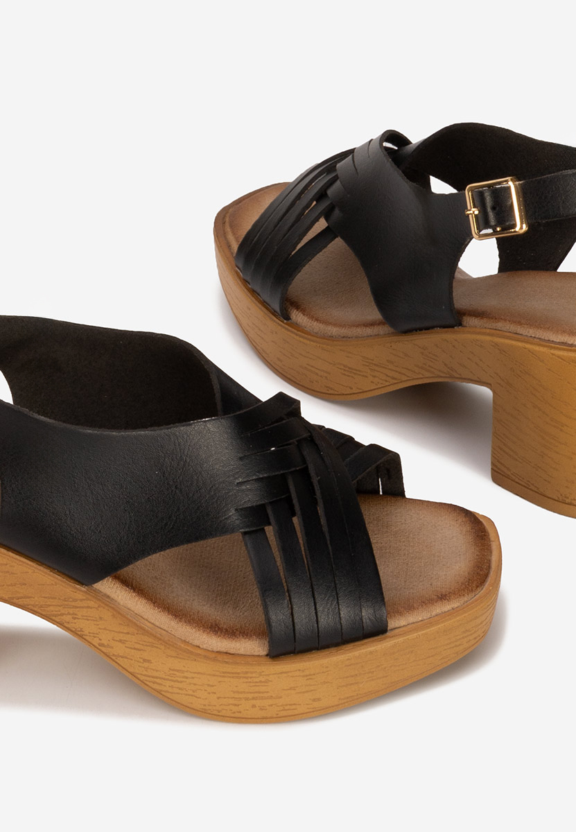 Sandali con tacco largo e plateau Kimy nero