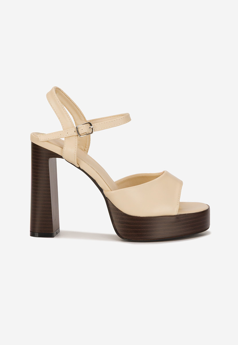 Sandali con tacco largo e plateau Kady beige