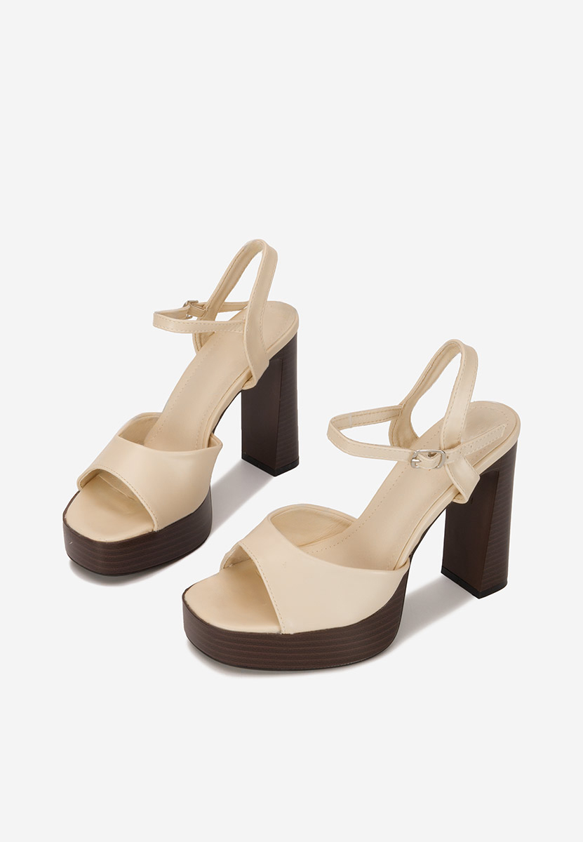 Sandali con tacco largo e plateau Kady beige