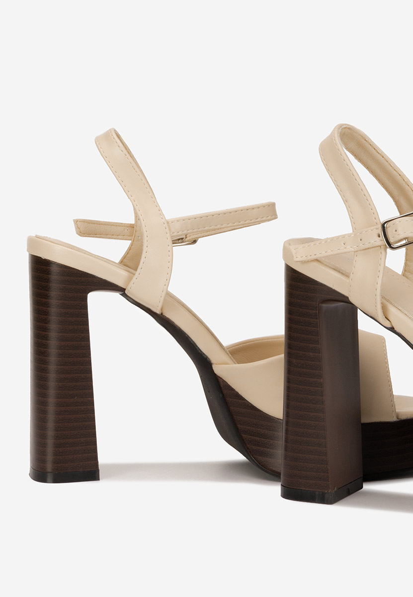 Sandali con tacco largo e plateau Kady beige