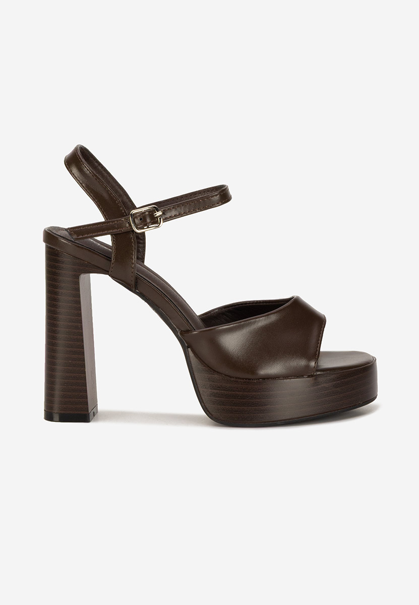 Sandali con tacco largo e plateau Kady marrone