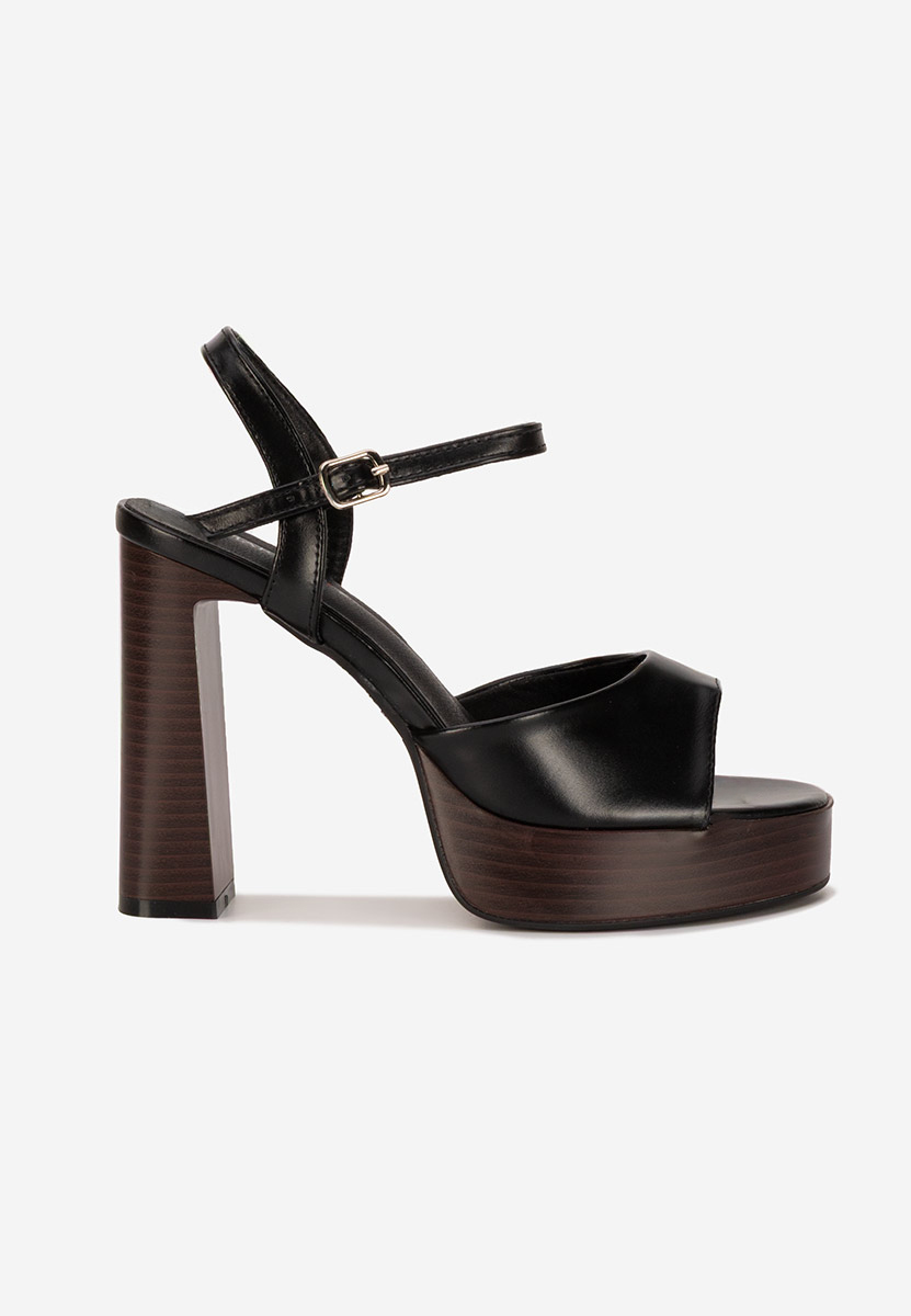 Sandali con tacco largo e plateau Kady nero