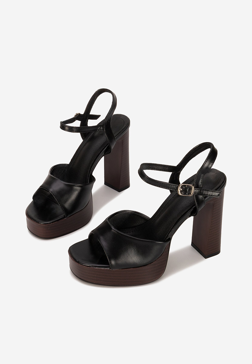 Sandali con tacco largo e plateau Kady nero