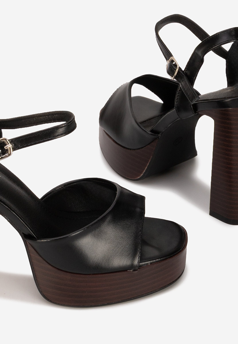Sandali con tacco largo e plateau Kady nero