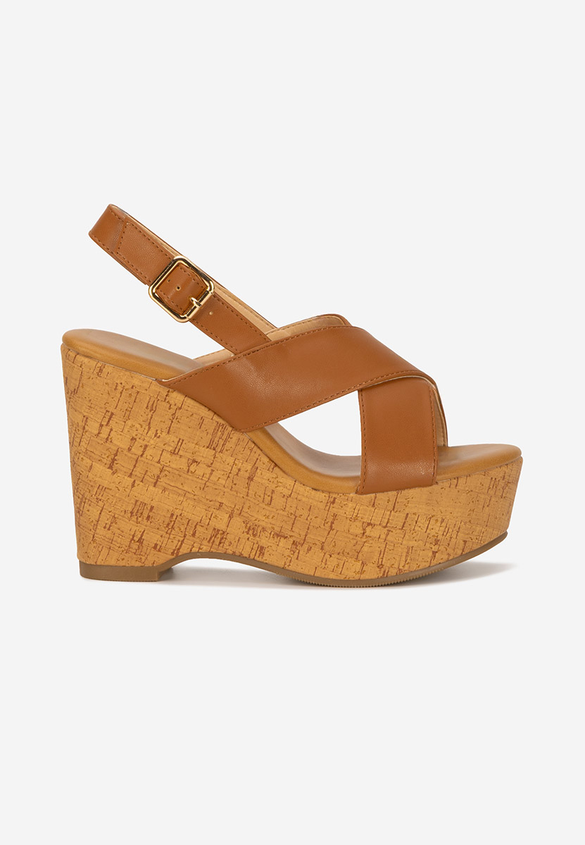 Sandali con zeppa Nedeea camel