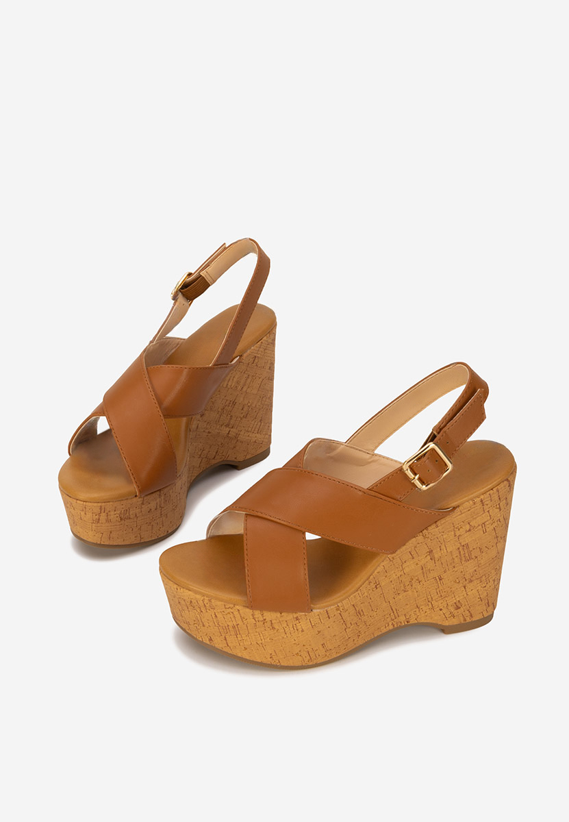 Sandali con zeppa Nedeea camel