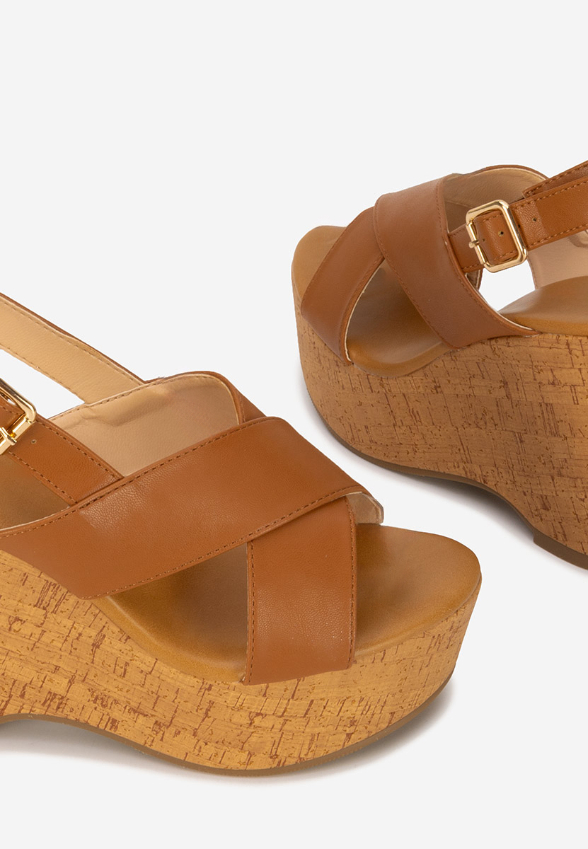 Sandali con zeppa Nedeea camel