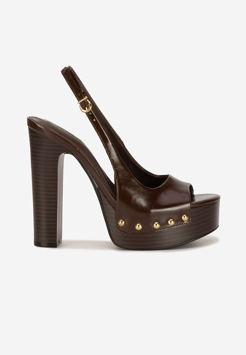 Sandali con tacco largo e plateau Izabella marrone