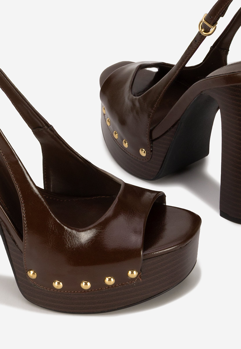 Sandali con tacco largo e plateau Izabella marrone