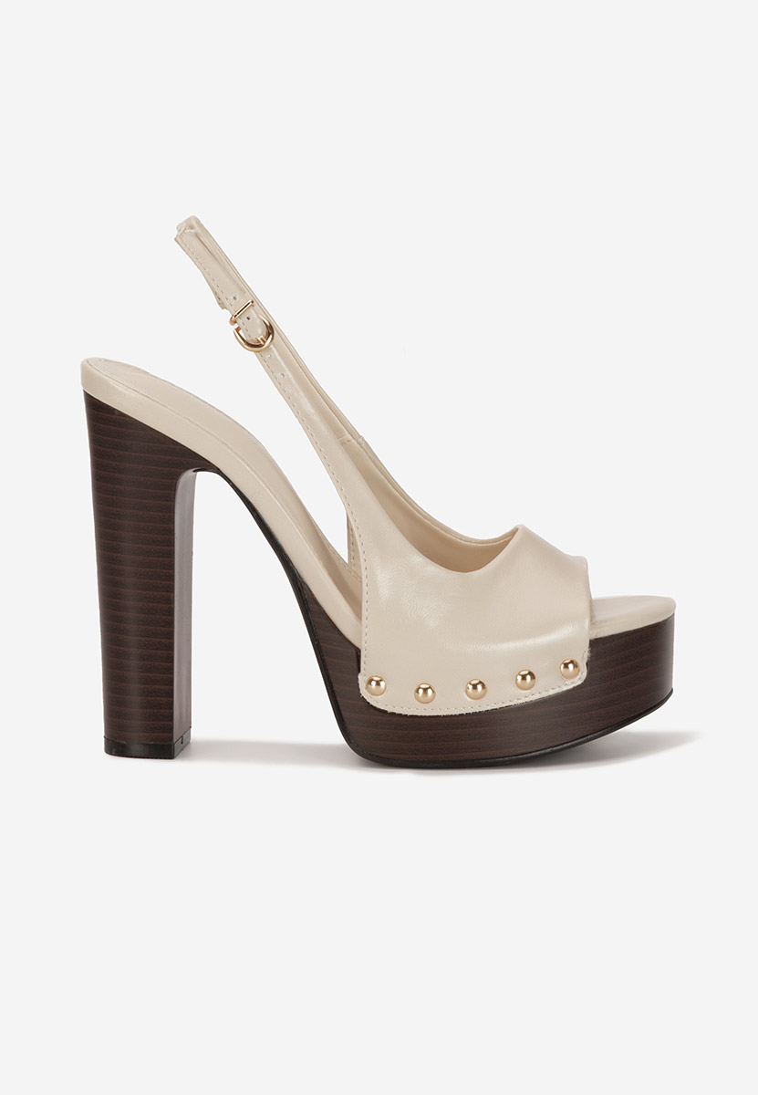Sandali con tacco largo e plateau Izabella beige