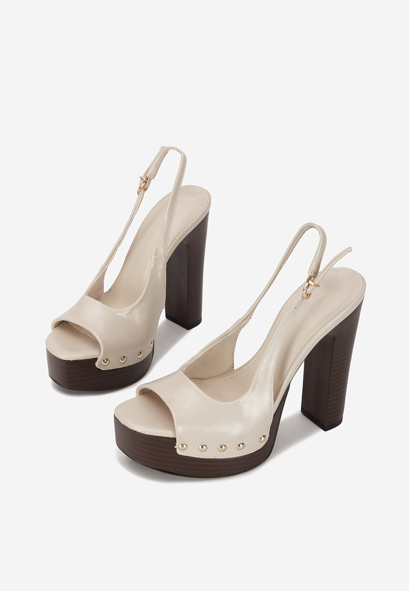 Sandali con tacco largo e plateau Izabella beige