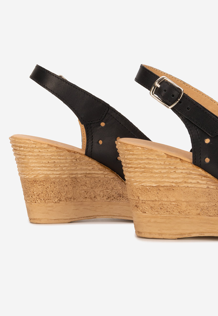 Sandali con zeppa cuoio Breta nero
