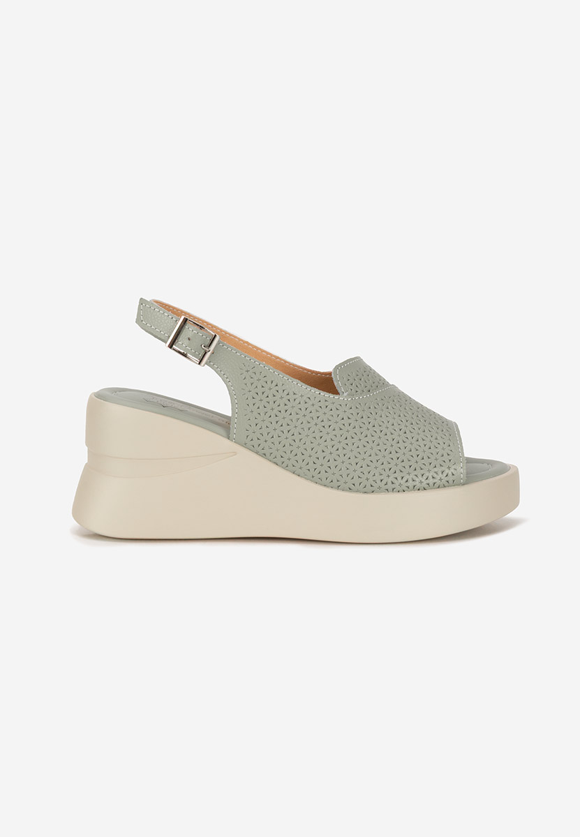 Sandali con zeppa cuoio Fedria verdi