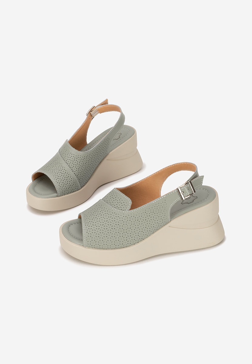 Sandali con zeppa cuoio Fedria verdi