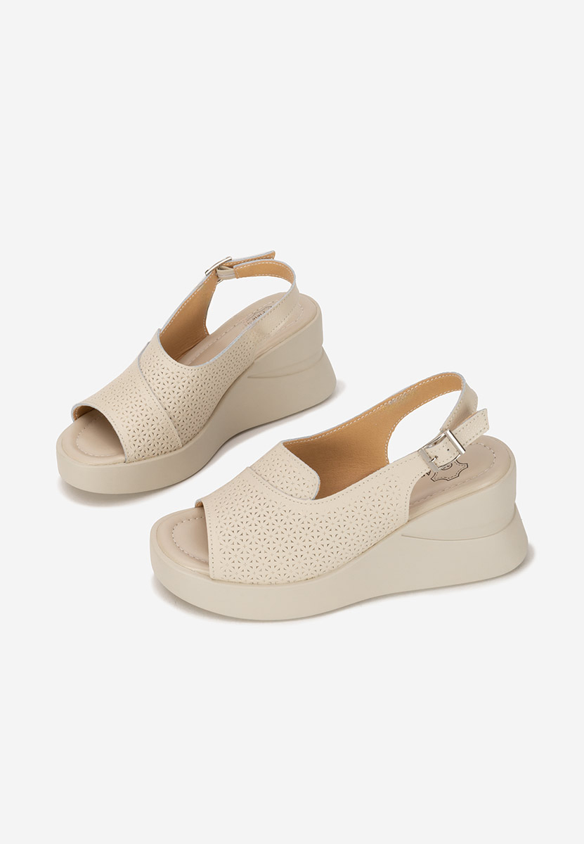 Sandali con zeppa cuoio Fedria beige