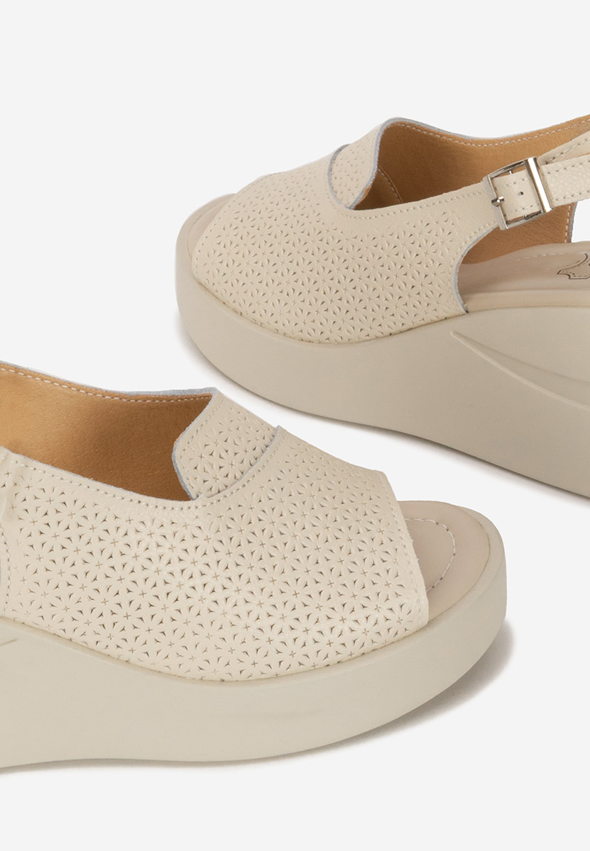 Sandali con zeppa cuoio Fedria beige