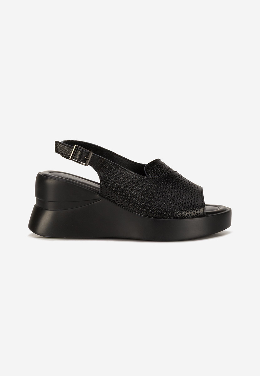 Sandali con zeppa cuoio Fedria nero