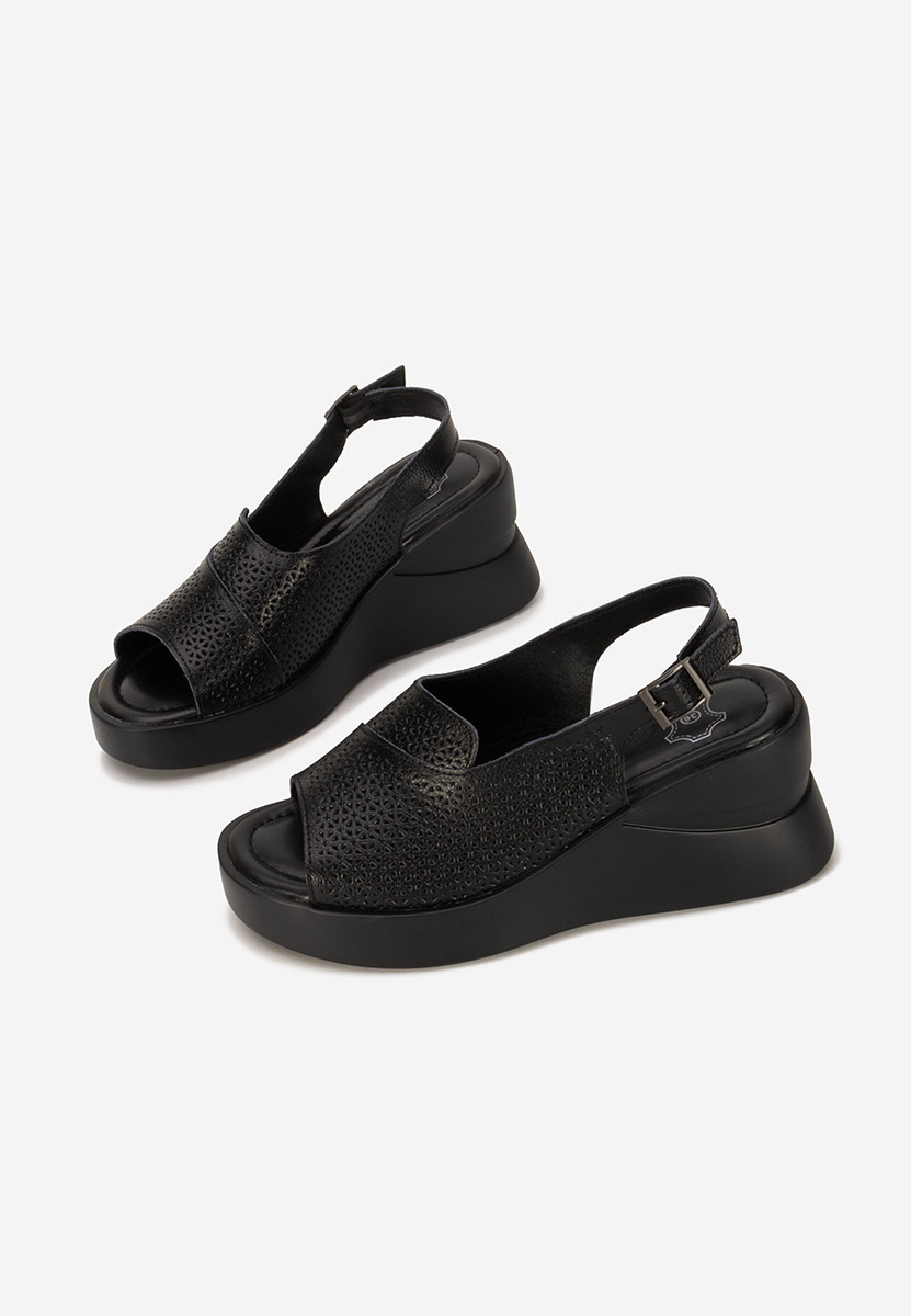 Sandali con zeppa cuoio Fedria nero
