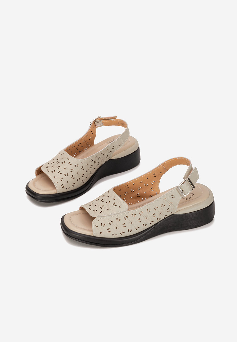 Sandali con plateau cuoio Fedra beige
