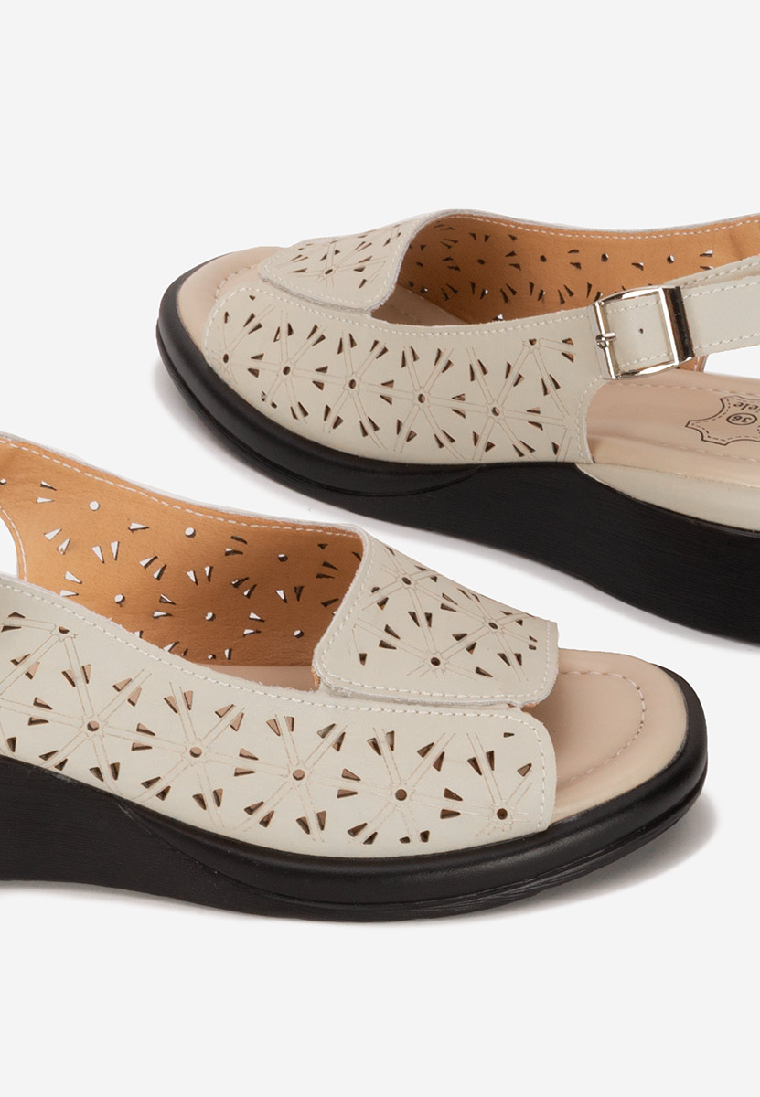 Sandali con plateau cuoio Fedra beige
