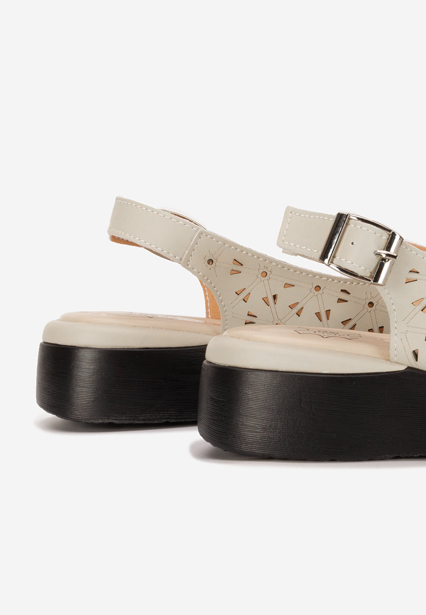 Sandali con plateau cuoio Fedra beige